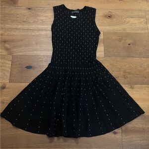 Elegant Black Midi Dress with White Detailing